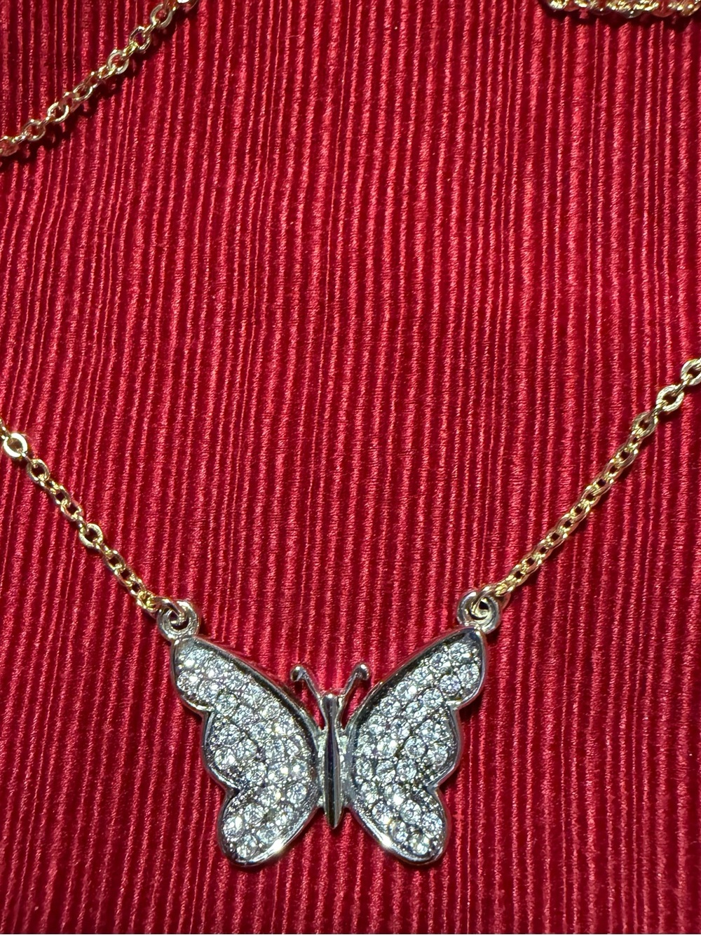 Park Lane Crystal Butterfly Two-Tone Necklace New
